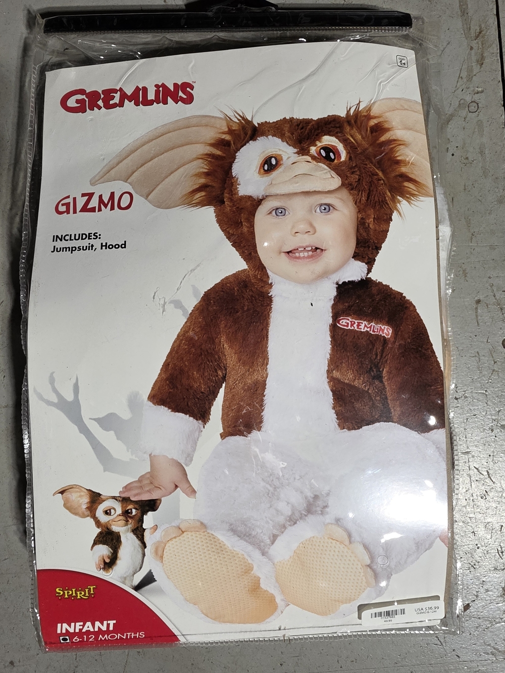 Spirit Gremlins Gizmo Infant Brown and White Plush Costume